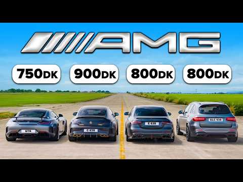 AMG C63 v GTR v E63 v GLC 63 900 dk: DRAG RACE