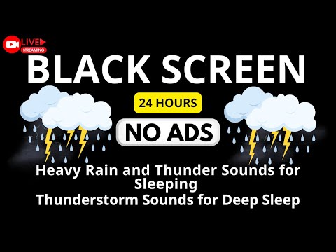🔴 Heavy Rain and Thunder Sounds for Sleeping - Black Screen | Thunderstorm Sounds for Deep Sleep