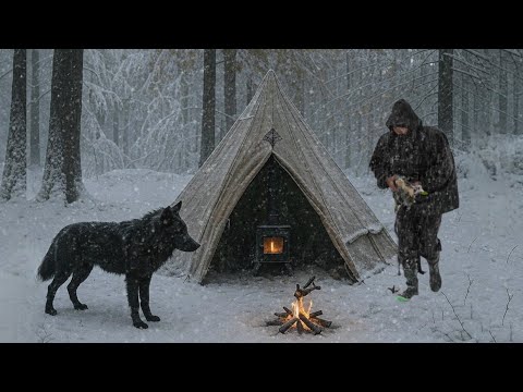 Hot Tent Camping in Extreme Snow | Alone at -14°C