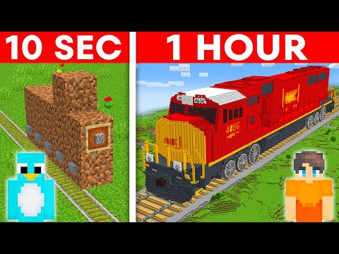 10 Second vs 1 Hour - Train Build Challenge in Minecraft