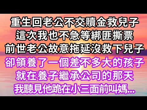 重生回老公不交贖金救兒子，這次我也不急等綁匪撕票，前世老公故意拖延沒救下兒子，卻領養了一個差不多大的孩子，就在養子繼承公司的那天，我聽見他跪在小三面前叫媽...#重生 #復仇 #爽文 #大女主