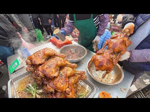 Huge Chinese Street Food Market in Qingdao | Seafood, Roast Chicken & Cakes