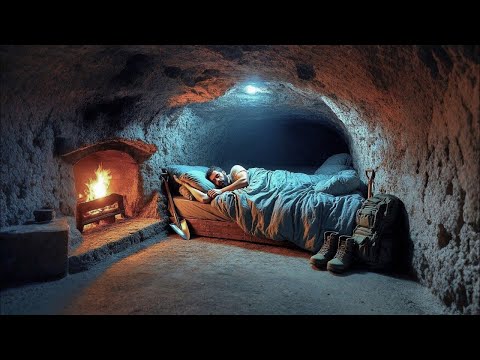 I built a Bushcraft underground survival shelter, heated bed system, rat pizza