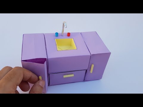 Dollhouse kitchen with paper | Miniature Kitchen for dollhouse |Origami Paper furniture DIY
