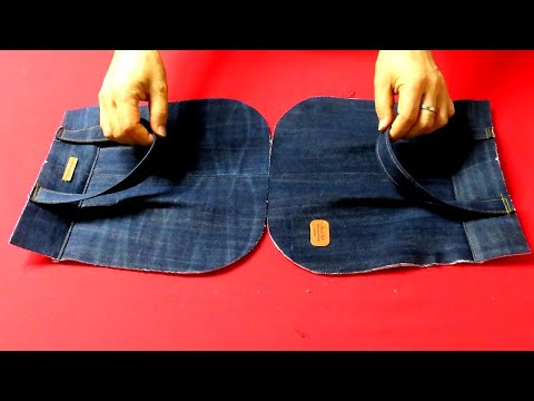 DIY안입는 블라우스와 청바지가 깜짝 놀랄 "명품"이 됩니다!/pleated tote bag/made of old blouse & jeans