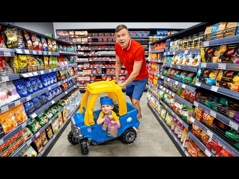 Grocery Shopping to Cook Pasta 🚶‍♂️👧👦 | Learn Mall Safety & Good Manners with Dad