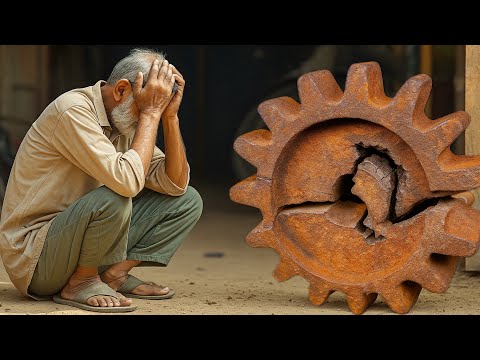 A Completely Shattered Gear Restored in the Workshop — Full Process From Scrap to Precision