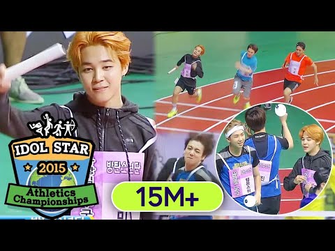 Lane One is SEVENTEEN... Lane Four is BTS!!! [2015 Idol Star Athletics Championships]