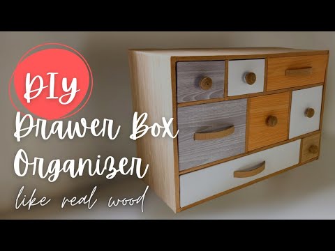 How to make a Realistic Real Wood Furniture using Cardboard Box and Paper! DIY Drawer Box Organizer