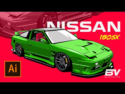Adobe Illustrator Tutorial l How to Draw Nissan 180SX Car Illustration