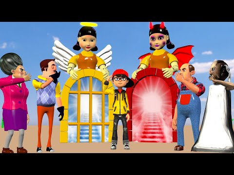 Scary Teacher 3D vs Squid Game Does Nick Deserve To Go To Heaven OR Go Down Hell 5 Times Challenge