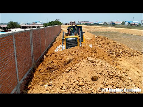 The First Step Building Foundation New Road By Strongly Dozer SHANTUI DH17C2 Spreading Soil