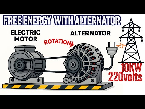 Infinite Energy Generator with a Car Alternator🔋⚡220 Volts-10KW