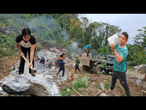 Full video 30 days dump truck carrying construction materials for people in the countryside.