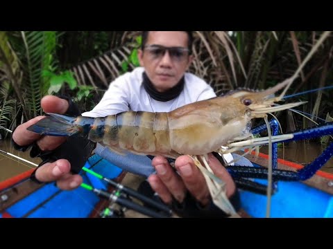 River fishing when the water is very cold - Shrimp fishing videos