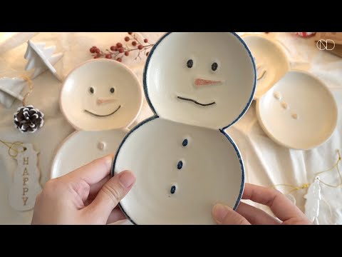 눈사람 접시 만들기 ⛄ : Making a ceramic snowman plate [ONDO STUDIO]