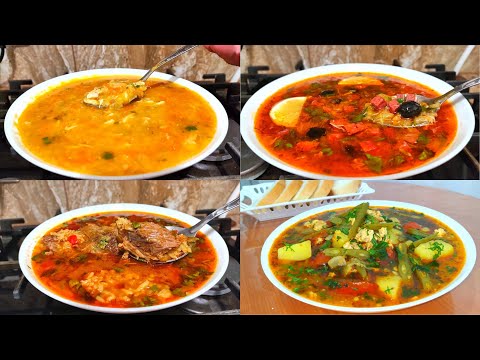 ЧЕТЫРЕ РЕЦЕПТА ВКУСНЫХ СУПОВ. Харчо, Солянка, Чечевичный и Фасолевый.