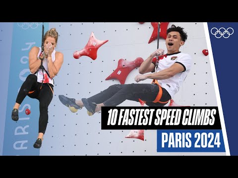 Racing Against the Time ๐งโโ๏ธ |ย 10 Fastest Speed climbing times at #Paris2024 ๐ฎโ๐จ | Top Moments