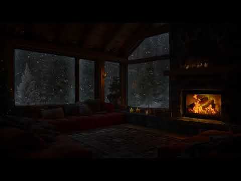 😴 Relax in Cozy Winter ❄ Fire and Snowstorm Sounds for Rest and Study