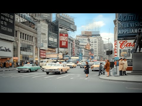 New York 1960s in color [60fps,Remastered] w/sound design Added