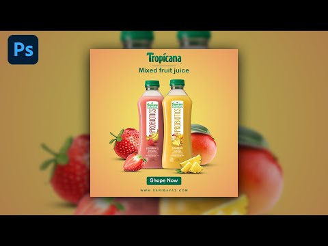 Photoshop Tutorial - Social media post design in Photoshop | Juice product banner design in Ps