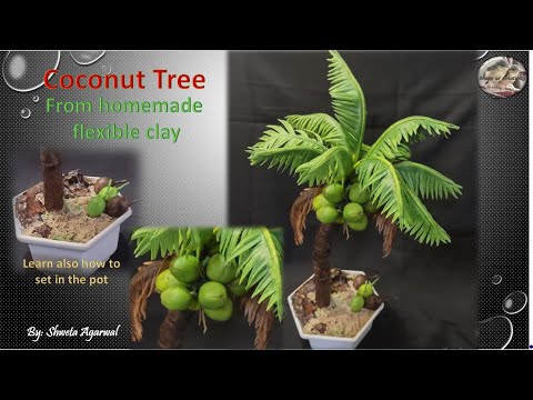 Tutorial: Coconut tree from flexible clay(cold porcelain), no cutter or veiner required| Home decor