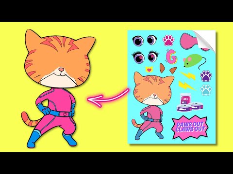SuperKitties Bitsy, Ginny, Buddy, & Sparks - DIY Sticker Craft Activity