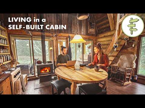 Couple Living in a Log Cabin Home Built from Scratch with 40 Trees from the Land