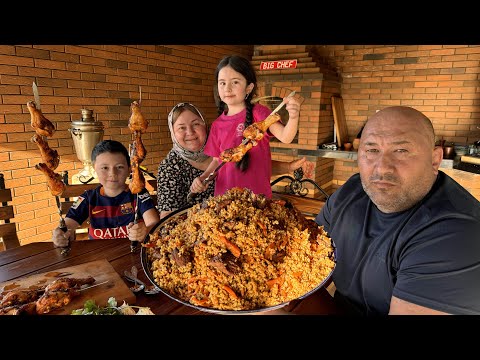 We cooked New Pilaf and Chicken Legs on the Fire for our grandchildren in nature