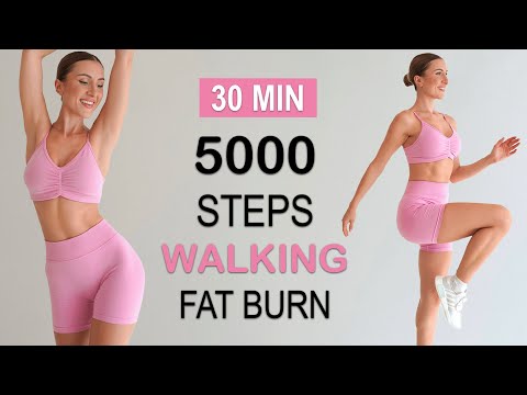 5000 STEPS IN 30 Min - Walking FAT BURN Workout to the BEAT, Super Fun, No Repeat, No Jumping
