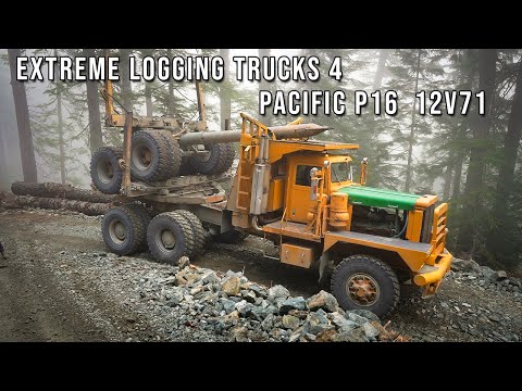 Extreme Logging Trucks 4  Pacific P16 12v71 and Wagner Logstacker