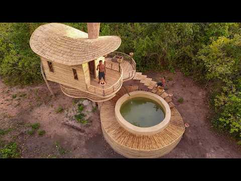 We Built a 2-Story Jungle Treehouse with Private Pool In 99Day