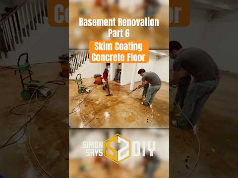 Basement Renovation Part 6 - Skim Coating Concrete Floor #diy #homeimprovement #simonsaysdiy