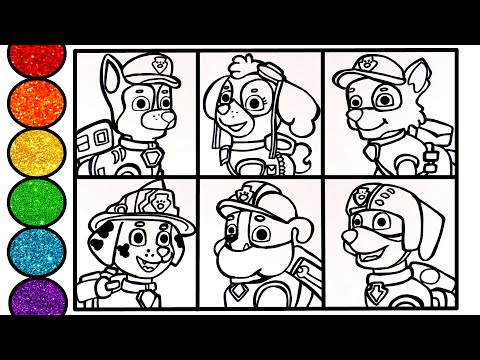 How to draw Paw Patrol- Chase Skye Marshall and others- Coloring for kids