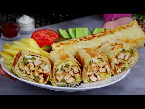 شاورما رمضان🌙اطعم واسرع شاورما عربي مع طريقة خبز الشاورما و التومية
