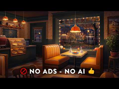 Cozy Fall Pie Shop Ambience - Feel Good Autumn Jazz & Rain - No Mid Roll Ads