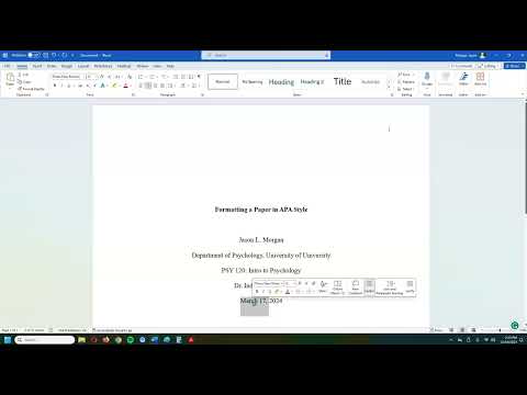 Formatting a paper in APA style 7th Edition
