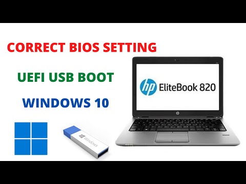 HP EliteBook 820 BIOS Settings For UEFI USB Boot Install Windows 10