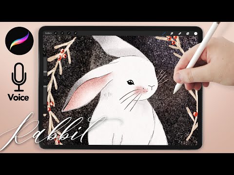 Watercolor Rabbit Illustration // Procreate Watercolor Brushes // How to Paint a Bunny