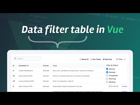 Let's create a filter table component in Vue