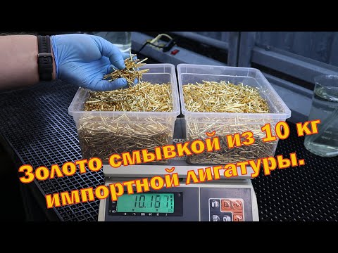 Leaching of gold from 10 kg of imported ligature.