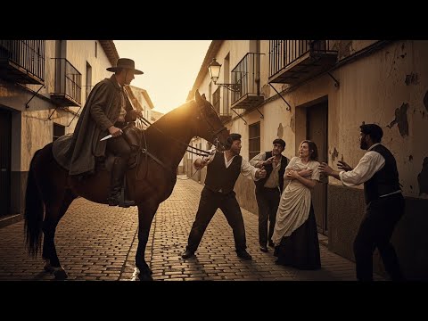 Ella estaba rodeada por un grupo de hombres borrachos, justo cuando el vaquero pasaba caminando...