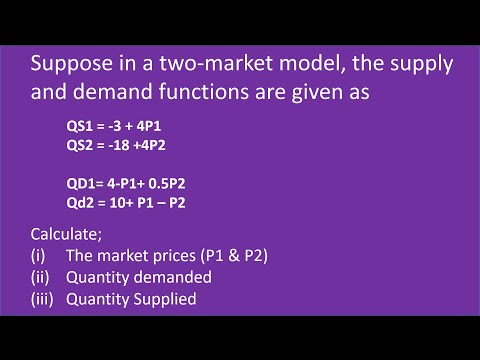Determination of Equilibrium in a two market model.