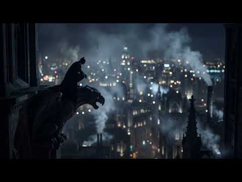 WATCHING OVER GOTHAM 🦇 Dark Rain & Somber City  for Night Focus (Rooftop Ambience)
