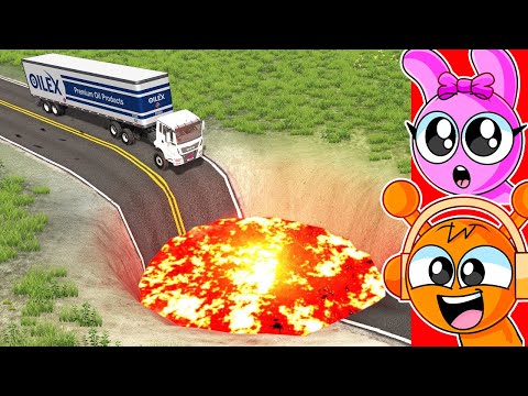 CARS VS GIANT LAVA PIT