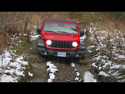Is the Cheapest Jeep Wrangler Good Off-Road?! 2025 Jeep Wrangler Sport Manual vs Mud, Rocks & Water