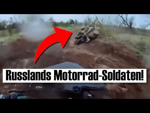 Russen filmen sich beim Motorrad-Einsatz an der Front!