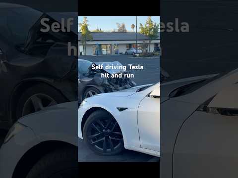 Self driving tesla flees from crash