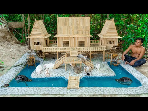 Rescue Turtle And Rabbit Build Rabbit Bamboo House And Turtle Pond