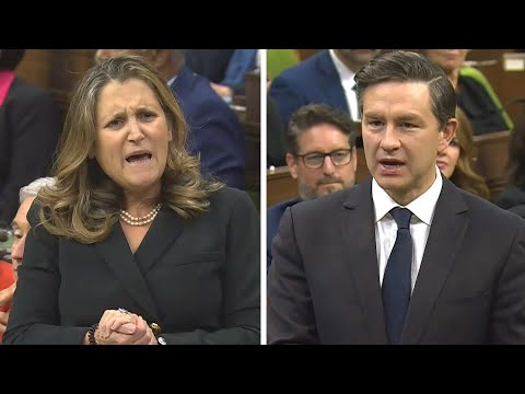 Freeland and Poilievre debate rising food bank use in question period | Parliament resumes
